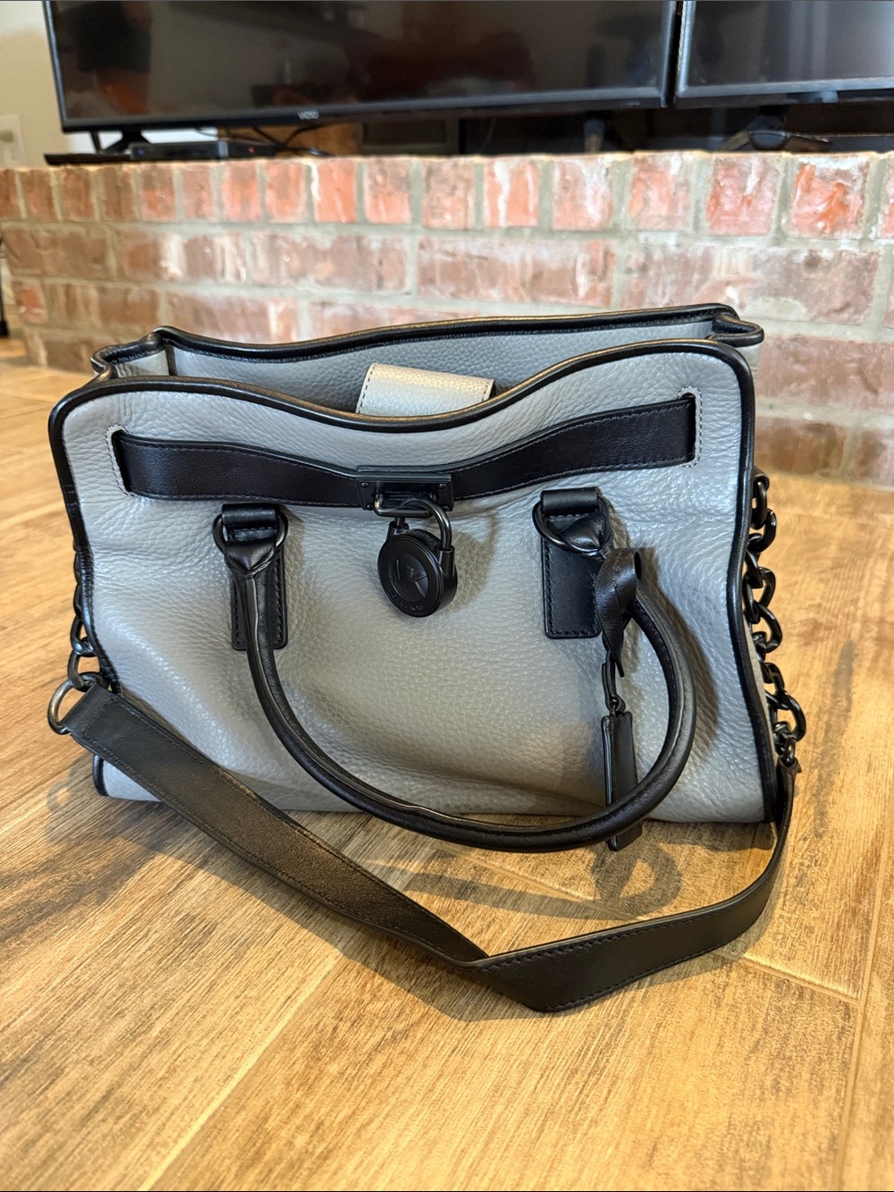Michael Kors Gray and black purse with dust bag